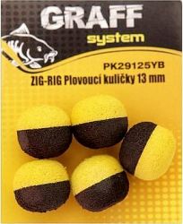 Graff Zig-Rig Plávajúce gulička 13 mm Žltá / Čierna 5 ks