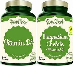 GreenFood Nutrition Magnesium Chelate 90 cps + Vitamín D3 60 cps.