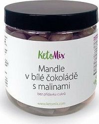 KetoMix Mandle v bílé čokoládě s malinami 160 g