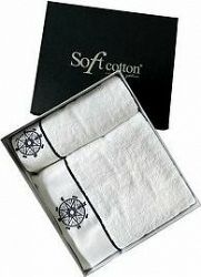 Soft Cotton – Darčeková súprava uterák a osuška Marine Lady, 2 ks, biela