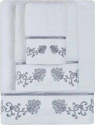 Soft Cotton Uterák Diara 50 × 100 cm, biely – sivá výšivka
