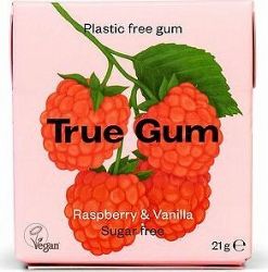 TRUE GUM žvýkačky bez cukru 21g s příchutí maliny a vanilky